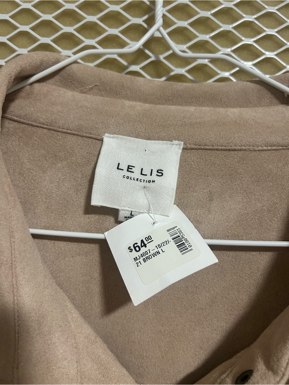Le Lis Taupe Fringe Suede-Style Button Front Jacket - Picture 3 of 6